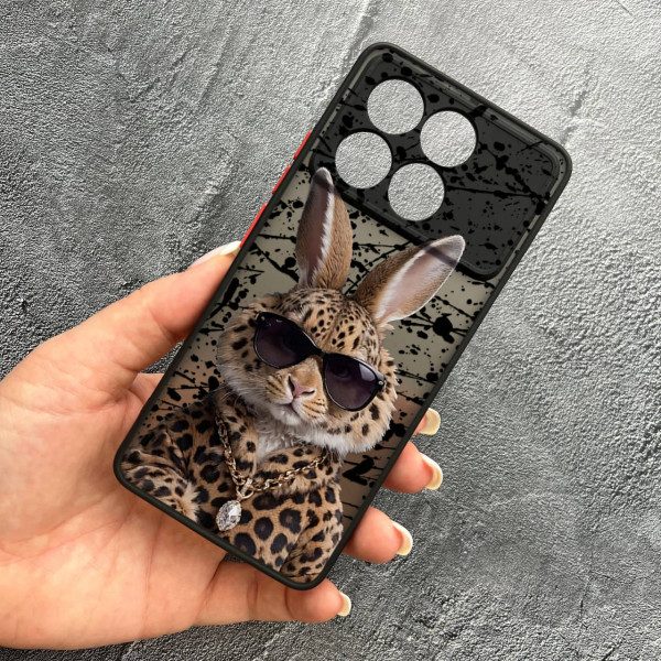 Чохол для Xiaomi Poco F6 Pro з захистом камери з зайцем у леопарді