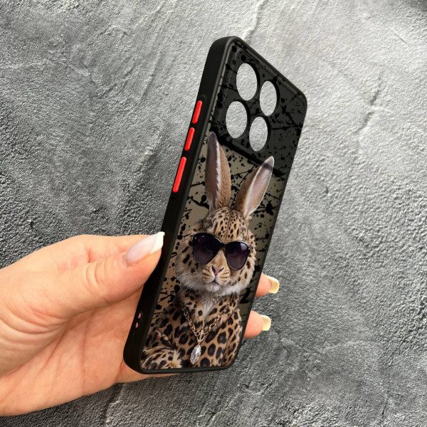 Чохол для Xiaomi Poco F6 Pro з захистом камери з зайцем у леопарді