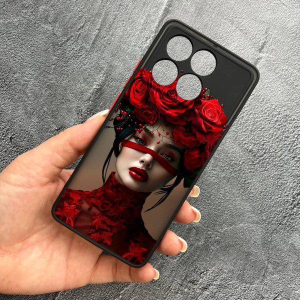 Чохол для Xiaomi Poco F6 Pro з захистом камери з дівчинкою та стрічкою