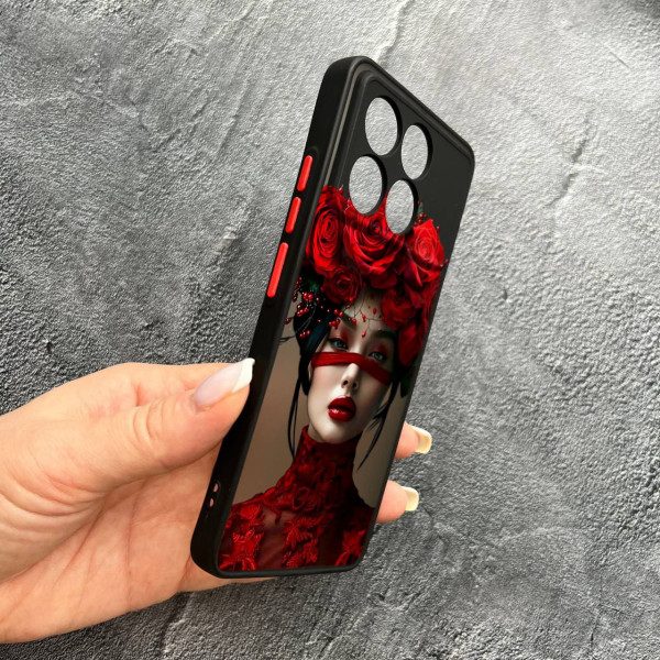 Чохол для Xiaomi Poco F6 Pro з захистом камери з дівчинкою та стрічкою