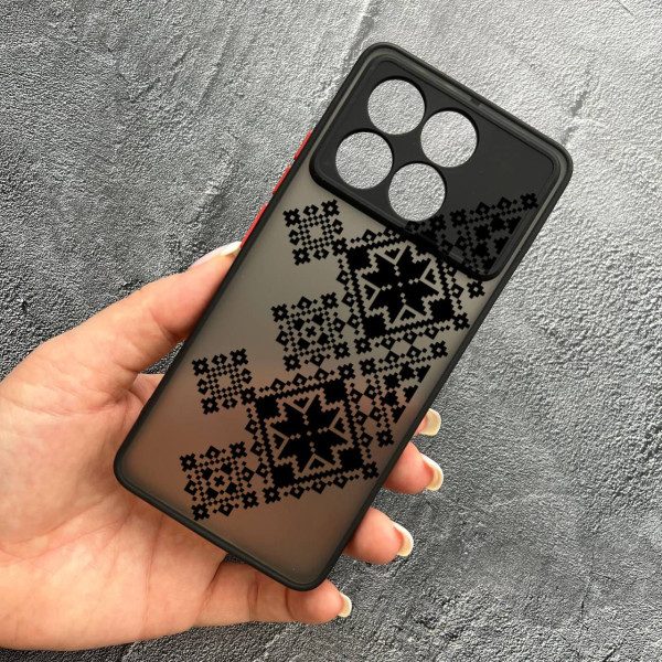 Чохол для Xiaomi Poco F6 Pro з захистом камери з вишиванкою чорна українська