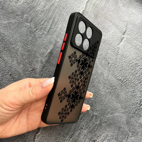 Чохол для Xiaomi Poco F6 Pro з захистом камери з вишиванкою чорна українська