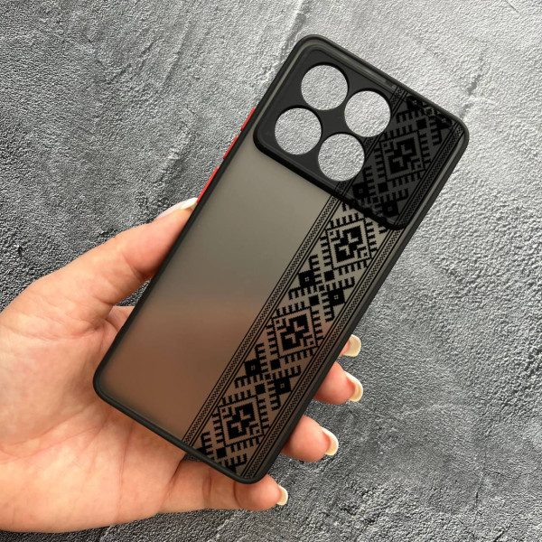 Чохол для Xiaomi Poco F6 Pro з захистом камери з вишиванкою чорна оригінальна
