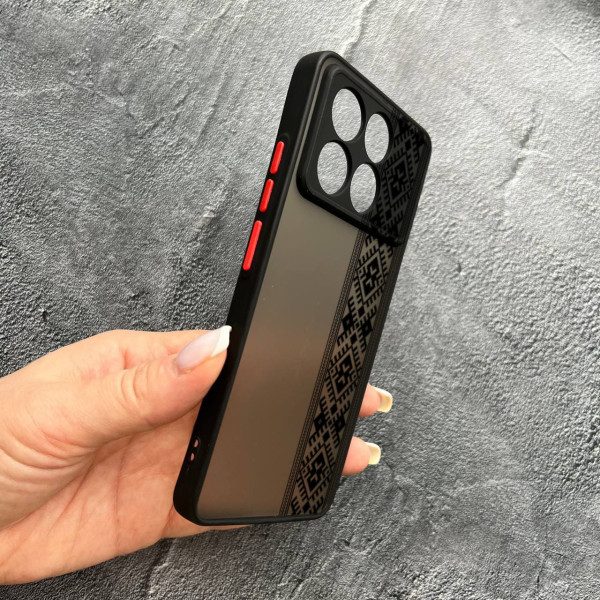 Чохол для Xiaomi Poco F6 Pro з захистом камери з вишиванкою чорна оригінальна