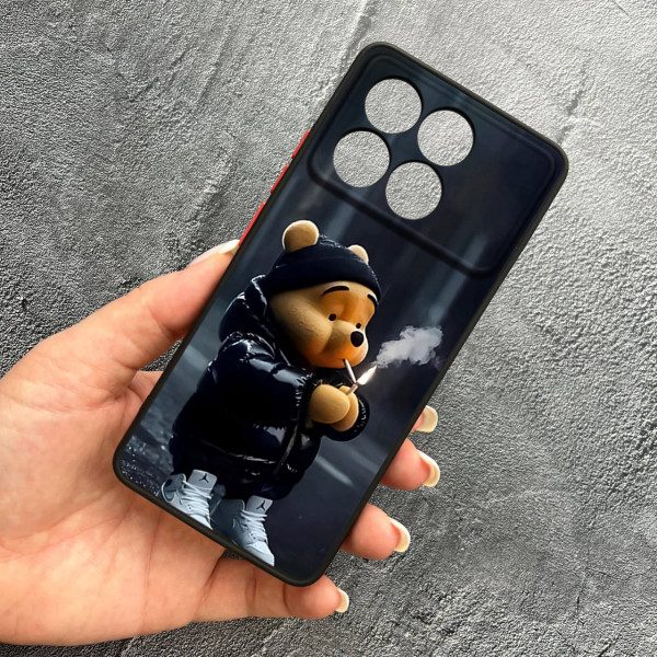 Чохол для Xiaomi Poco F6 Pro з захистом камери з ведмедиком Вінні