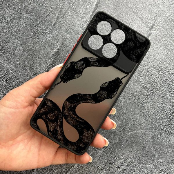 Чохол для Xiaomi Poco F6 Pro з захистом камери з чорною змією