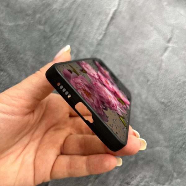 Чехол для Xiaomi Poco F6 Pro с защитой камеры с цветами и каплями