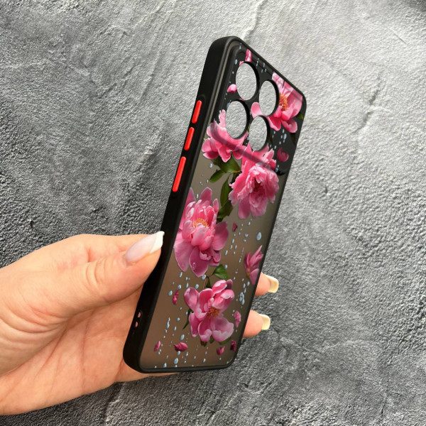 Чехол для Xiaomi Poco F6 Pro с защитой камеры с цветами и дождем