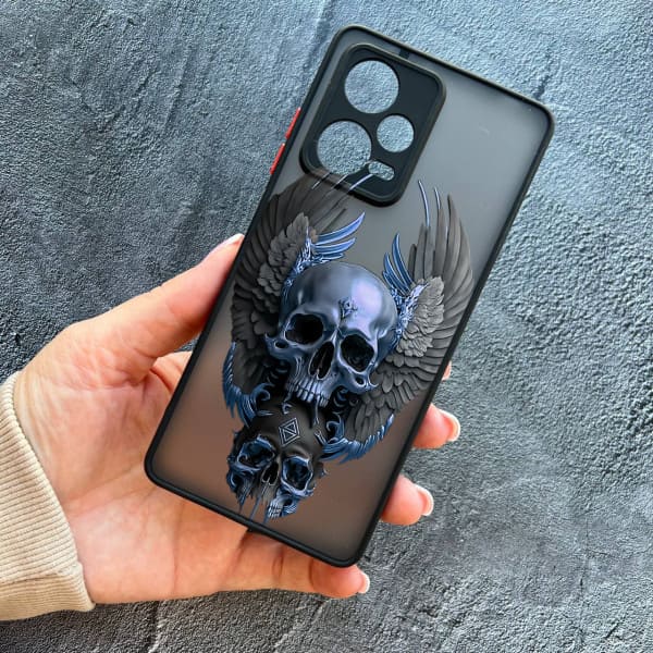 Чехол для Xiaomi Poco X5 с защитой камеры с черепом и крыльями