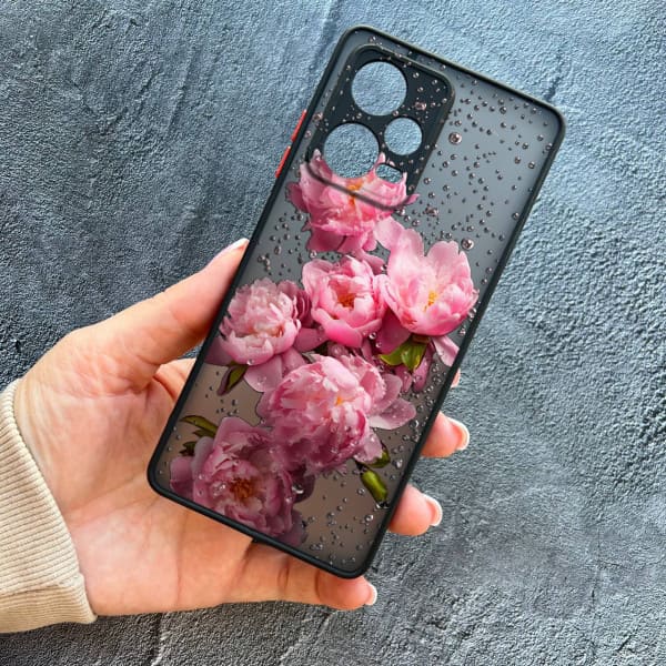 Чехол для Xiaomi Poco X5 с защитой камеры с цветами и каплями