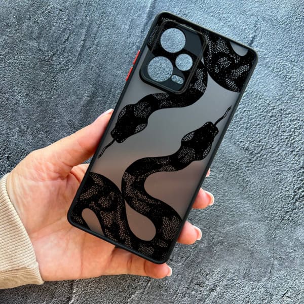 Чехол для Xiaomi Poco X5 с защитой камеры с черной змеей