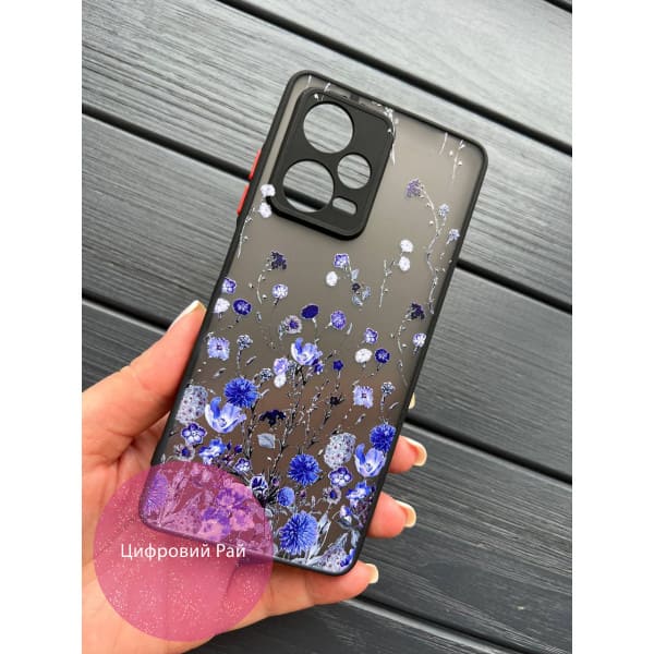 Чехол для Xiaomi Poco X5 с защитой камеры с синими цветами