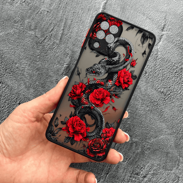 Чехол для Samsung Galaxy A22 4G / M32 / M22 с защитой камеры со змеей в цветах