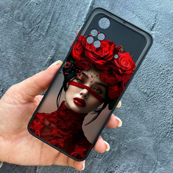 Чохол для Xiaomi Poco M4 Pro 4G з захистом камери з дівчинкою та стрічкою