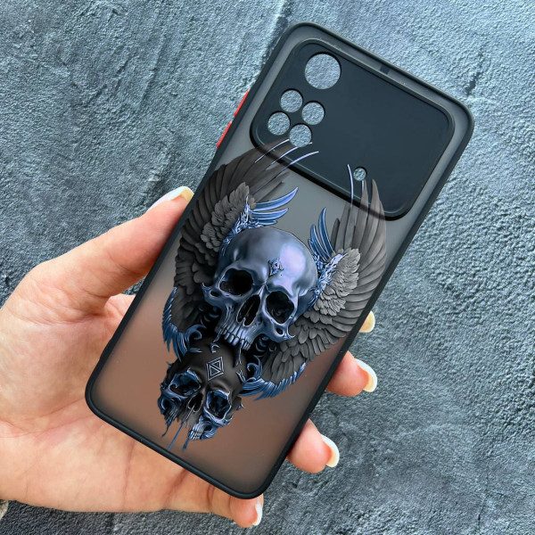 Чохол для Xiaomi Poco M4 Pro 4G з захистом камери з черепом та крилами