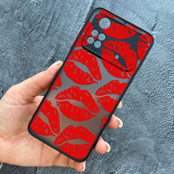 Чехол для Xiaomi Poco M4 Pro 4G с защитой камеры с красными губами