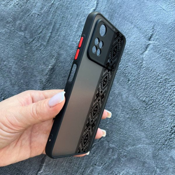 Чохол для Xiaomi Poco M4 Pro 4G з захистом камери з вишиванкою чорна оригінальна