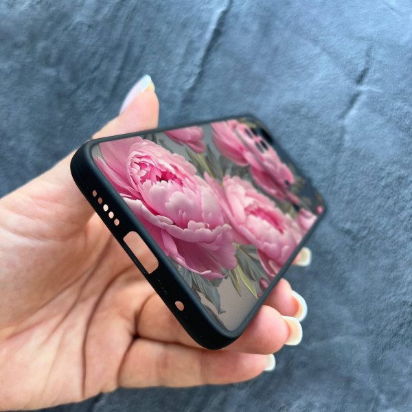 Чехол для Xiaomi Poco M4 Pro 4G с защитой камеры с цветами пионами крупными