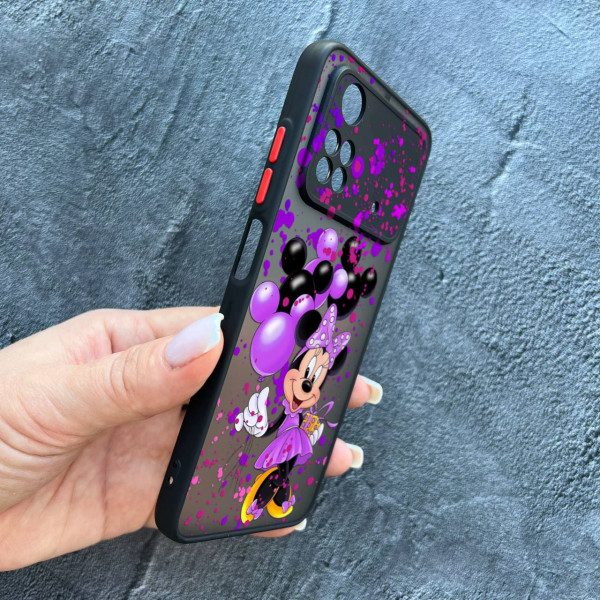 Чехол для Xiaomi Poco M4 Pro 4G с защитой камеры детский с Минни Маус и воздушными шариками