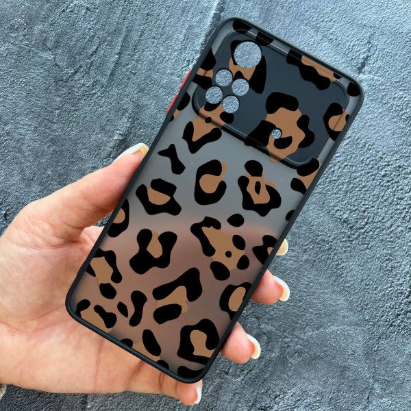 Чехол для Xiaomi Poco M4 Pro 4G с защитой камеры с леопардом шоколадным