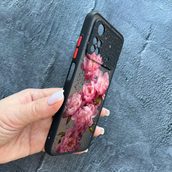 Чехол для Xiaomi Poco M4 Pro 4G с защитой камеры с цветами и каплями