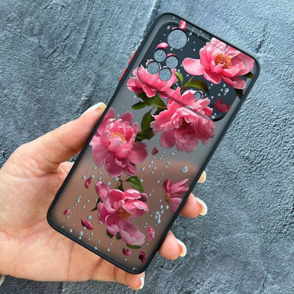 Чехол для Xiaomi Poco M4 Pro 4G с защитой камеры с цветами и дождем