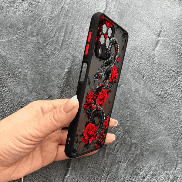 Чехол для Samsung Galaxy M33 с защитой камеры со змеей в цветах