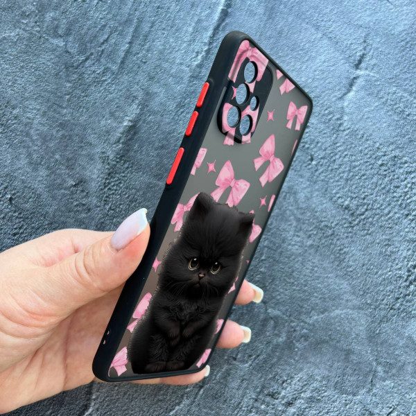 Чохол для Samsung Galaxy A71 з захистом камери дитячий з котиком та бантиками