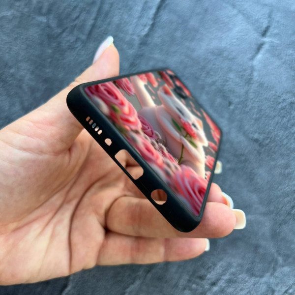 Чехол для Samsung Galaxy A71 с защитой камеры с котом в цветах розах
