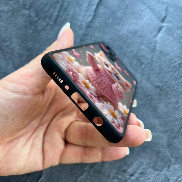 Чехол для Samsung Galaxy A71 с защитой камеры с котом в цветах ромашки