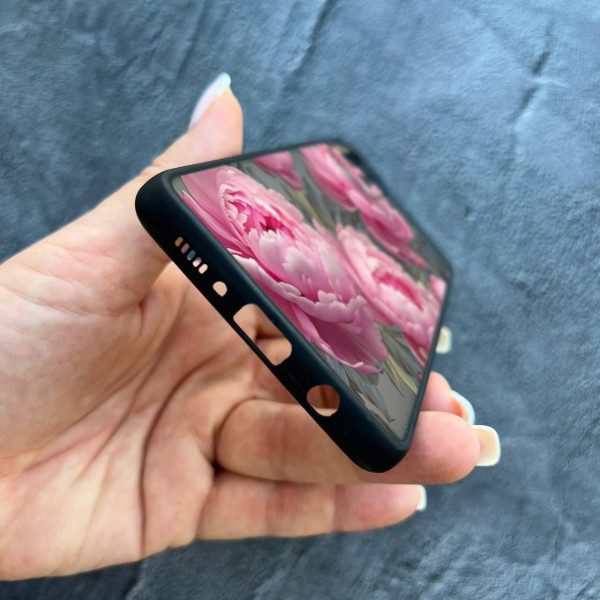 Чехол для Samsung Galaxy A71 с защитой камеры с цветами пионами крупными