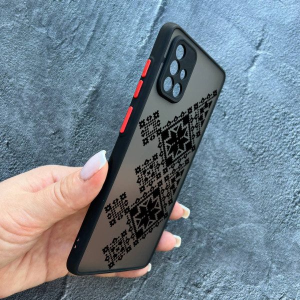 Чохол для Samsung Galaxy A71 з захистом камери з вишиванкою чорна українська