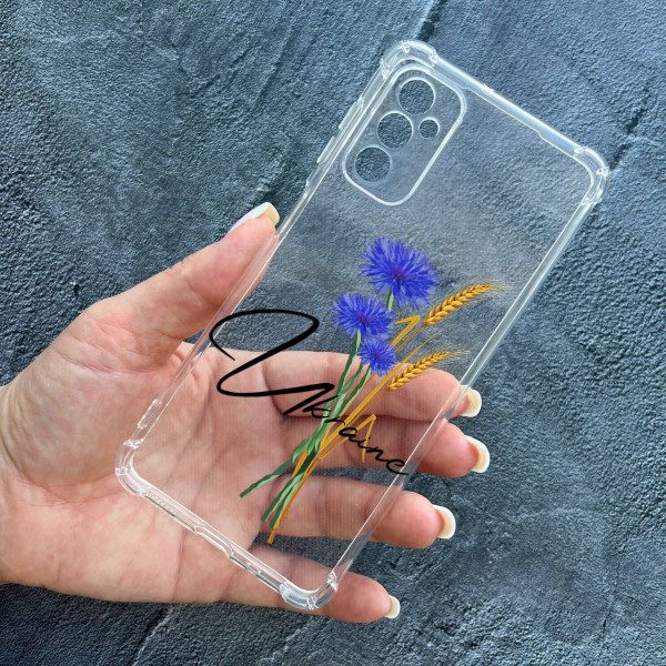 Чехол для Samsung Galaxy M52 / M52 5G с защитой камеры патриотический с волошкой противоударный прозрачный силиконовый чехол