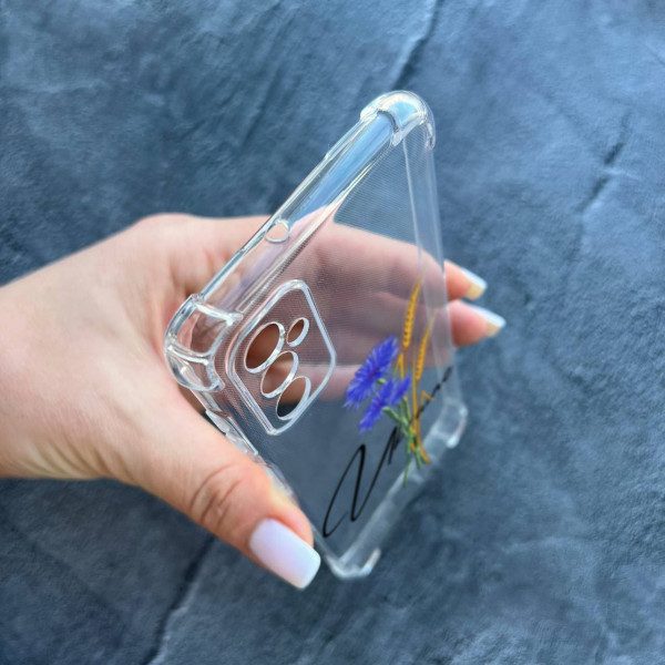 Чехол для Samsung Galaxy M52 / M52 5G с защитой камеры патриотический с волошкой противоударный прозрачный силиконовый чехол