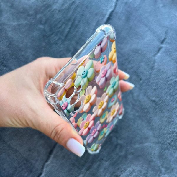 Чохол для Samsung Galaxy M52 / M52 5G з захистом камери дитячий з квітами та смайликами протиударний прозорий силіконовий чохол