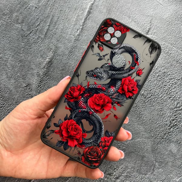 Чохол для Oppo A15s / A15 з захистом камери з змією в квітах