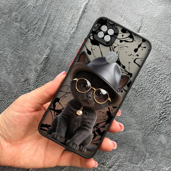 Чехол для Oppo A15s / A15 с защитой камеры с котом в шляпе