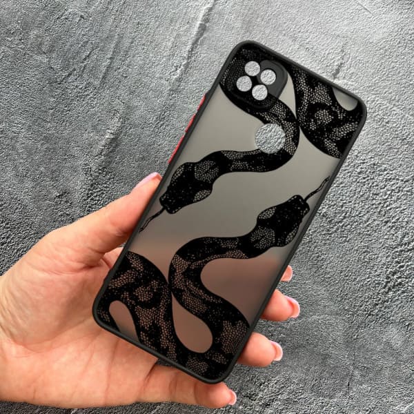 Чехол для Oppo A15s / A15 с защитой камеры с черной змеей