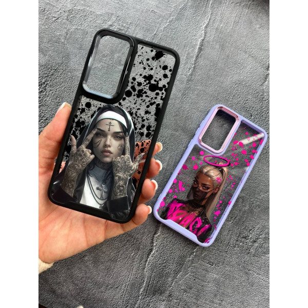 Чехол для Samsung Galaxy A13 4G с лавандовым и черным бортиком girls