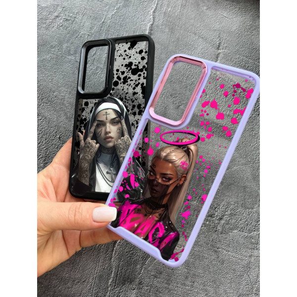 Чехол для Samsung Galaxy A13 4G с лавандовым и черным бортиком girls