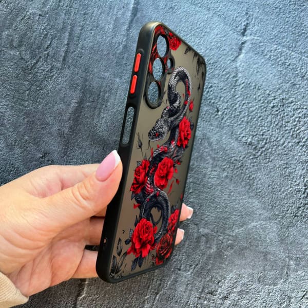 Чехол для Samsung Galaxy M14 с защитой камеры со змеей в цветах