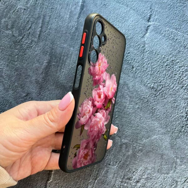 Чехол для Samsung Galaxy M14 с защитой камеры с цветами и каплями