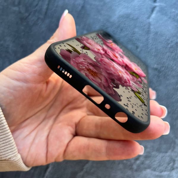 Чехол для Samsung Galaxy M14 с защитой камеры с цветами и каплями