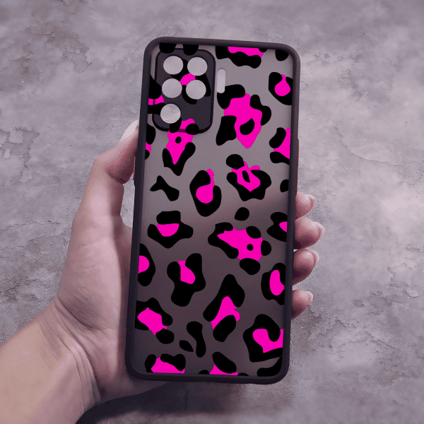 Чехол для Oppo Reno 5 Lite с защитой камеры с леопардом розовым