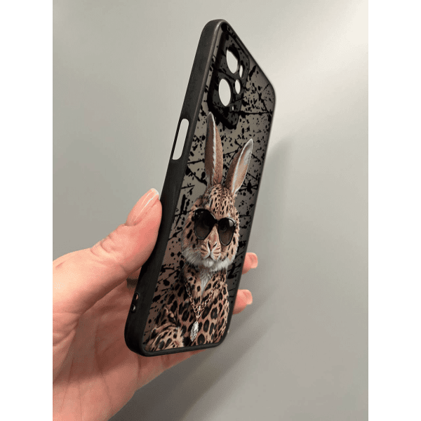 Чехол для Oppo A76 / A96 с защитой камеры с зайцем в леопарде