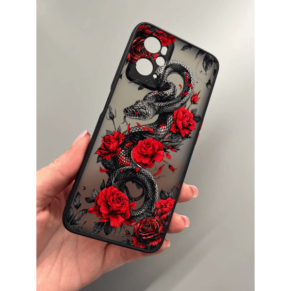 Чехол для Oppo A76 / A96 с защитой камеры со змеей в цветах