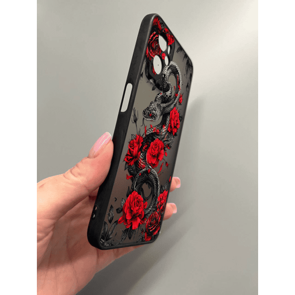 Чехол для Oppo A76 / A96 с защитой камеры со змеей в цветах