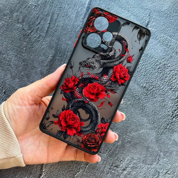 Чохол для Xiaomi Redmi Note 12 Pro 5G з захистом камери з змією в квітах