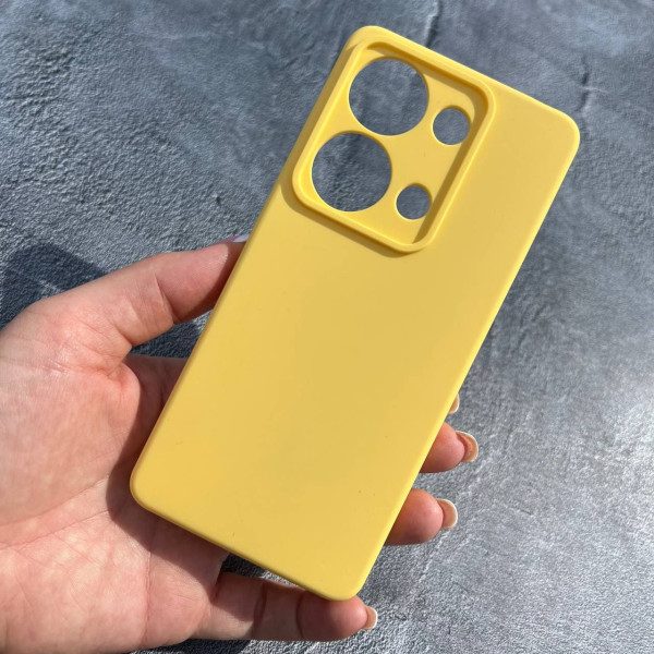 Чехол для Xiaomi Redmi Note 13 Pro 4G / Poco M6 Pro 4G / Xiaomi Redmi Note 14S с защитой камеры объемный чехол желтого цвета