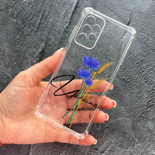 Чехол для Samsung Galaxy A33 с защитой камеры патриотический с волошкой противоударный прозрачный силиконовый чехол